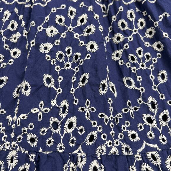 Sugarlips Rosie Eyelet Floral Split V-Neck Mini Dress Navy Blue-White Size M - Picture 8 of 13